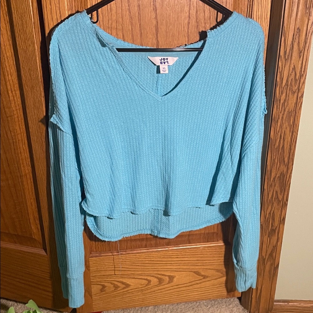 JoyLab Turquoise Long Sleeve V-Neck Top